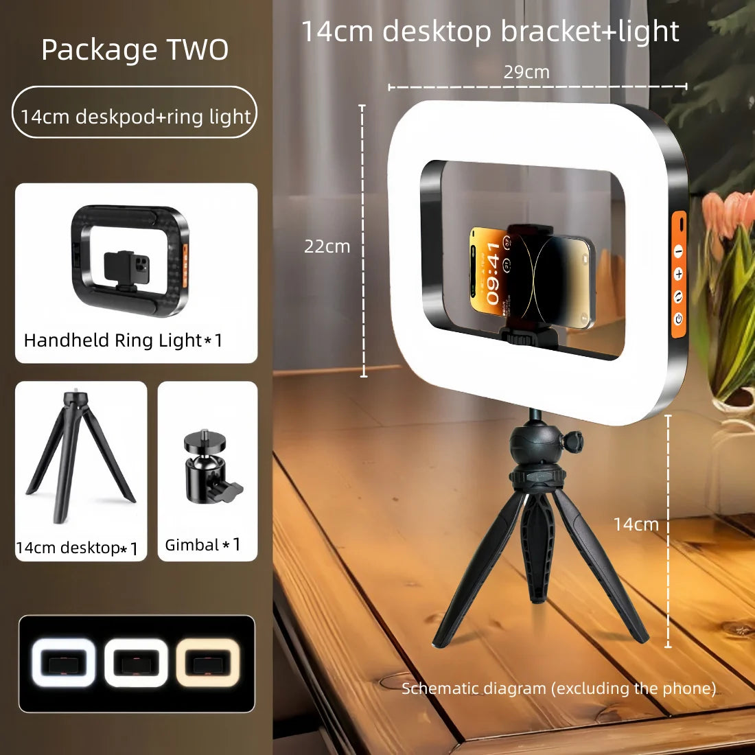 Chromacart Handheld LED Ring Light Rechargeable Portable Fill Light for Mobile Phone Live Broadcast Photography Desktop Rabbit Cage Selfie™