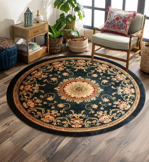 Crowcore Forest Round Raven Rug Bedroom Decor Morris Inspired Room Academia Style Mystical Woodland Birds Cottagecore Accent
