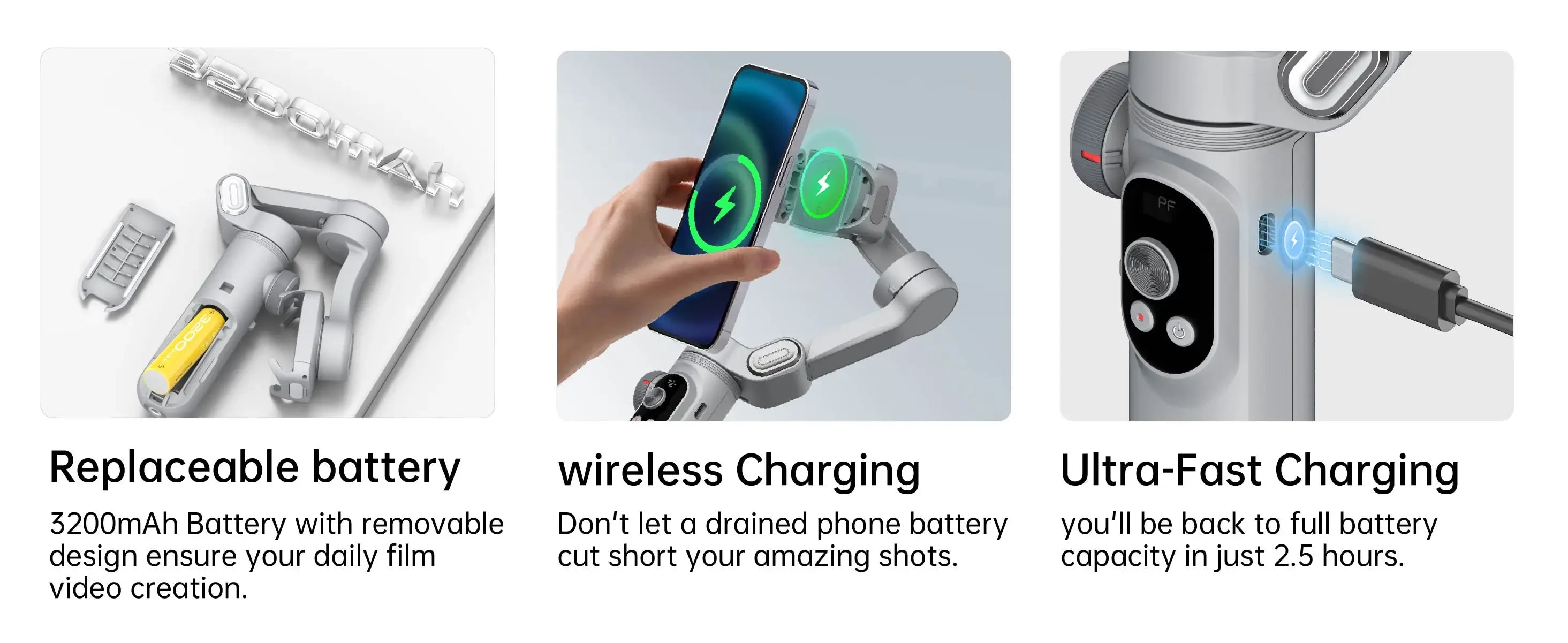 Chromacart Premium AOCHUAN Smart XPro 3 Axis Smartphone Gimbal Stabilizer For iphone And android Phone Stable shooting with RGB video fill light