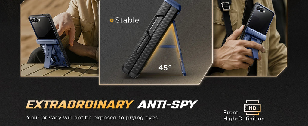 Chromacart For Galaxy Z Flip 7 Case with Kickstand & 360° Rotatable Belt-Clip Built-in Privacy Screen Protector Hinge Protection Phone Case™