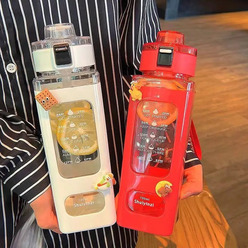 700/900ML Leakproof Plastic Sport Bottle Reminder Times Portable Sippy Cup for Outdoor Sports BAP Free Leak-proof Fitness Jug