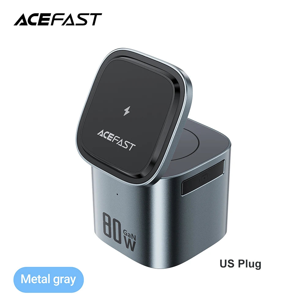 Chromacart ACEFAST 6 in 1 Multifunction 15W Magnetic Wireless Charging Station For iPhone 16 15 GaN PD65W Charging Cube USB C Fast Charging™