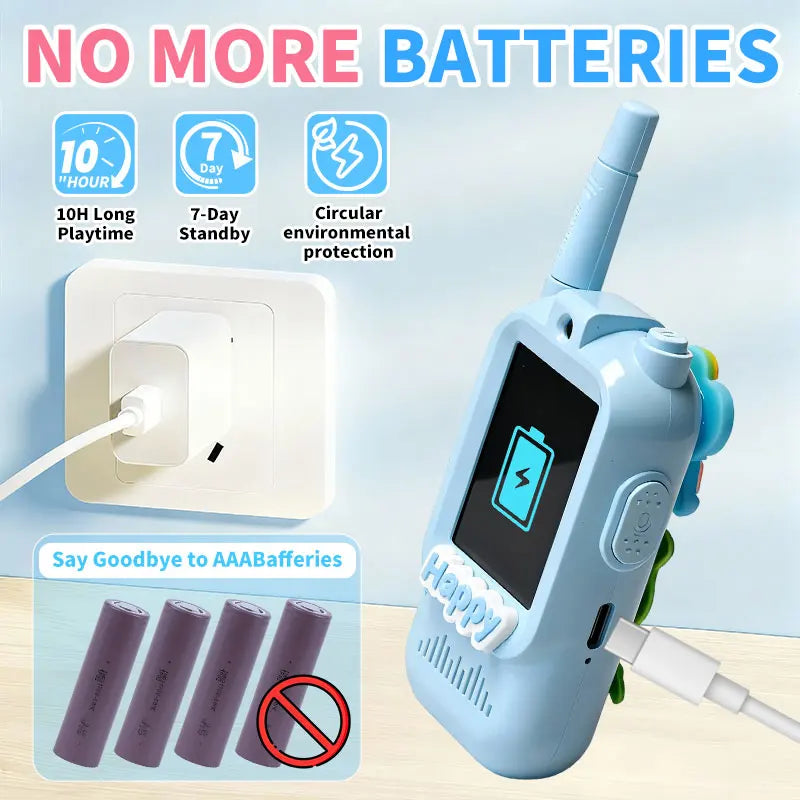 2 Pack Video Kids Walkie Talkie Rechargeable Toddler Toys with Voice Changer Children Indoor Outdoor Toys Camping Birthday Gifts