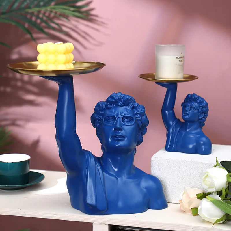 Resin Crafts Statue of David Tabletop Storage Tray Abstract Interesting Portrait Ornaments Decorative Figurines Home Decoration
