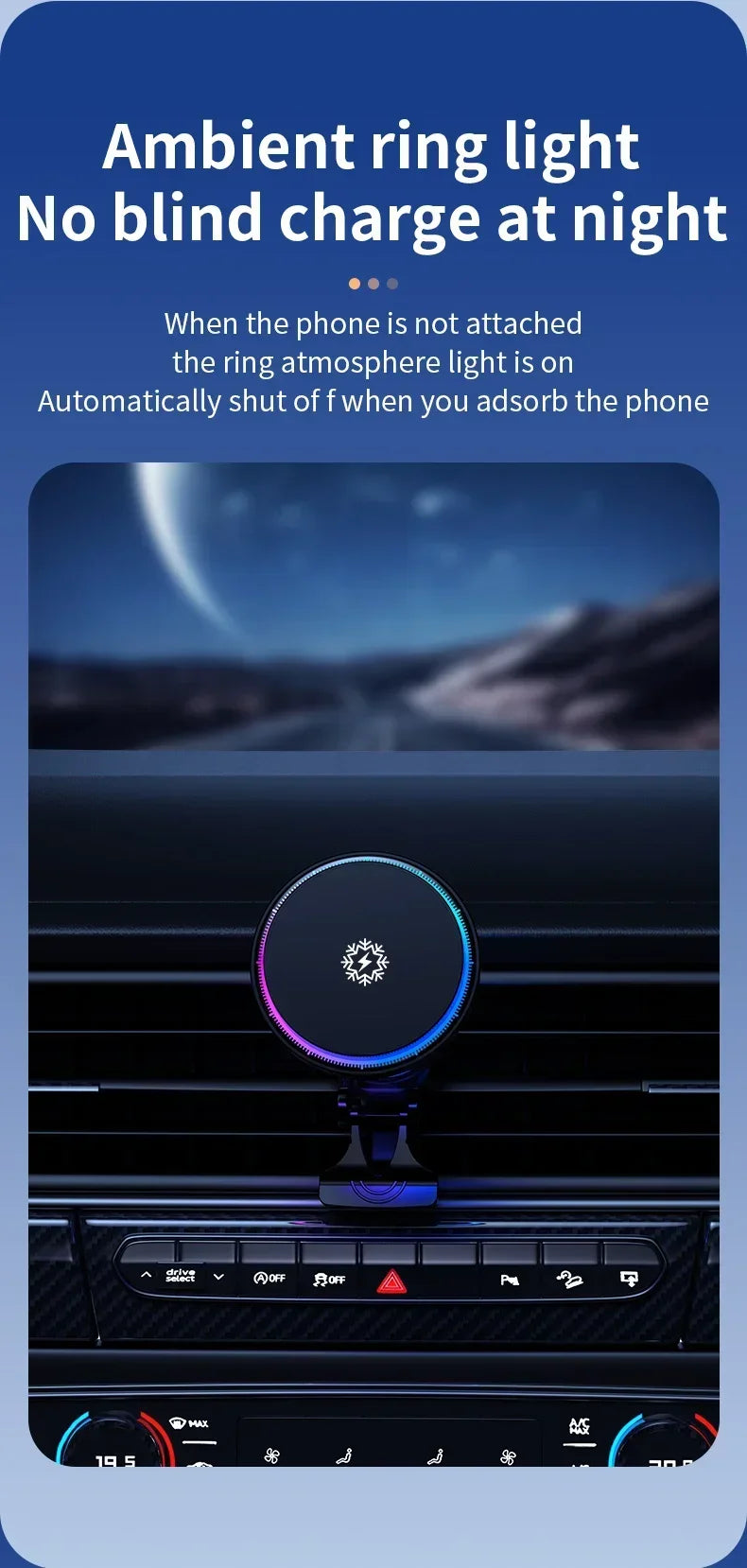 Chromacart Premium Ice Cooling Magnetic Wireless Car Charger Fast Charging Station for iPhone 16 15 14 13 12 Pro Max MacSafe Car Phone Holder Stand