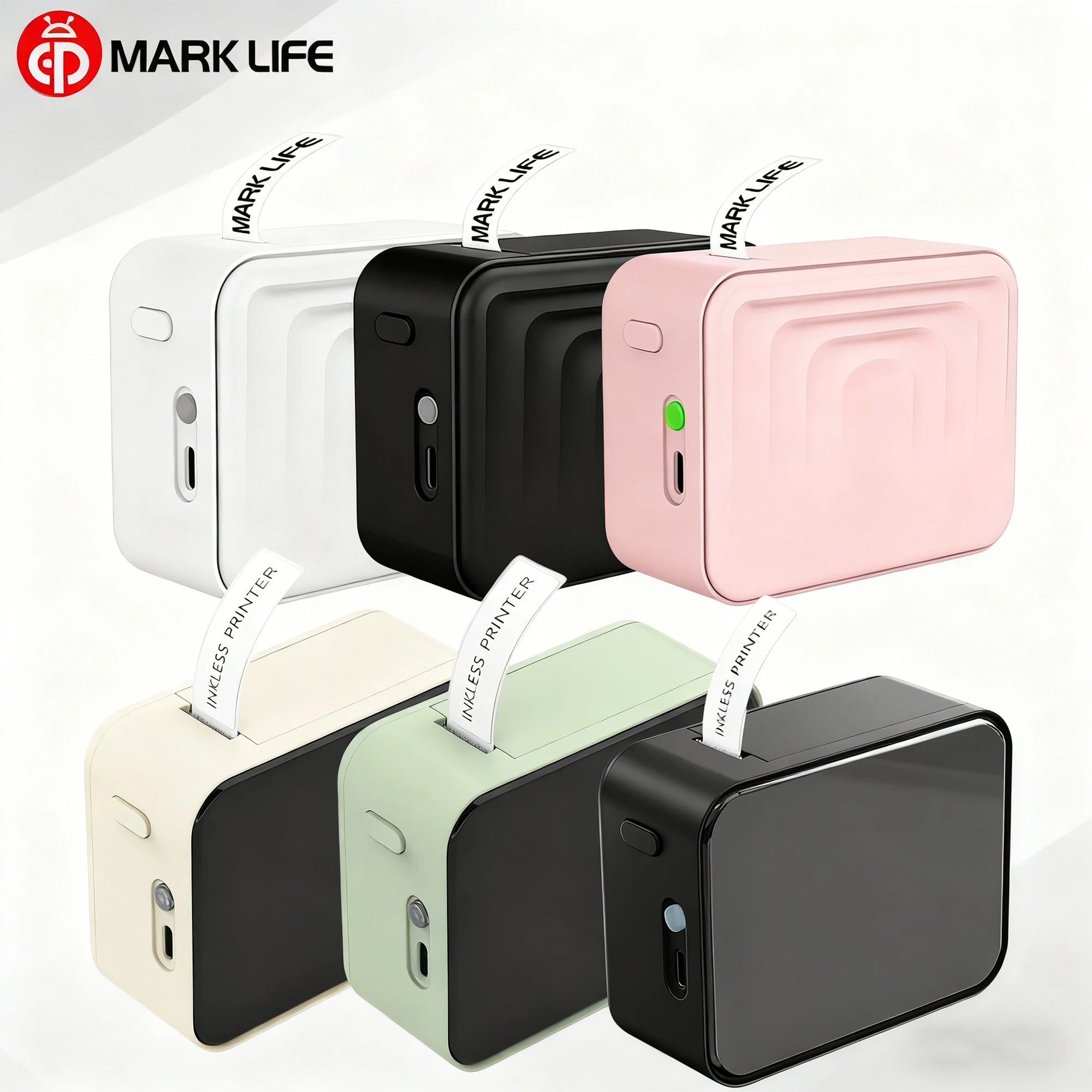 Marklife P15 M1 Portable Thermal Printer Mini Smart Printer Wireless Bluetooth Sticker Labeling Machine or 1PK Label Paper NoInk