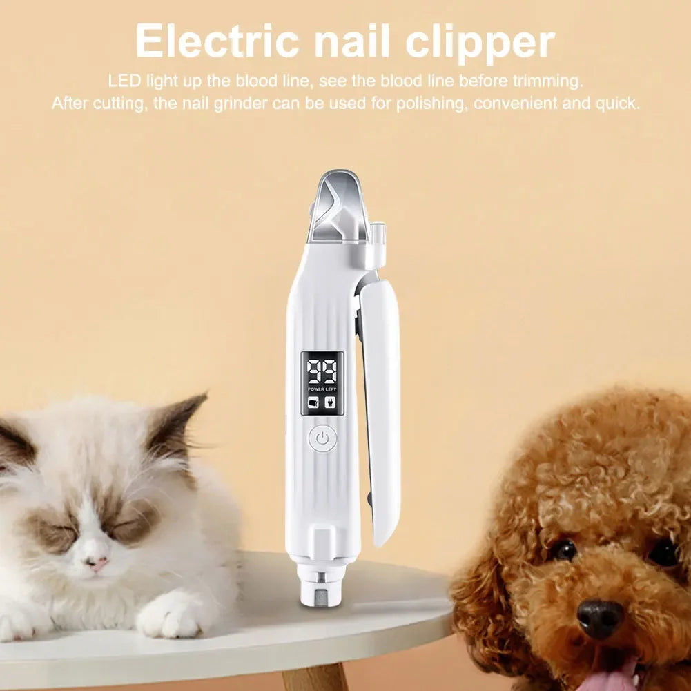 2 in 1 Electric Dog Nail Grinder and Clipper Rechargeable Pet Toenail Clippers with LED Lights for Small Medium Large Dogs/Cats