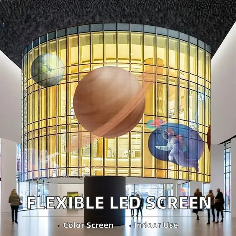 LED flexible transparent display screen P5 P6 P8 P10 size 1000 * 240mm 3840HZ refresh RGB indoor movable handheld display screen