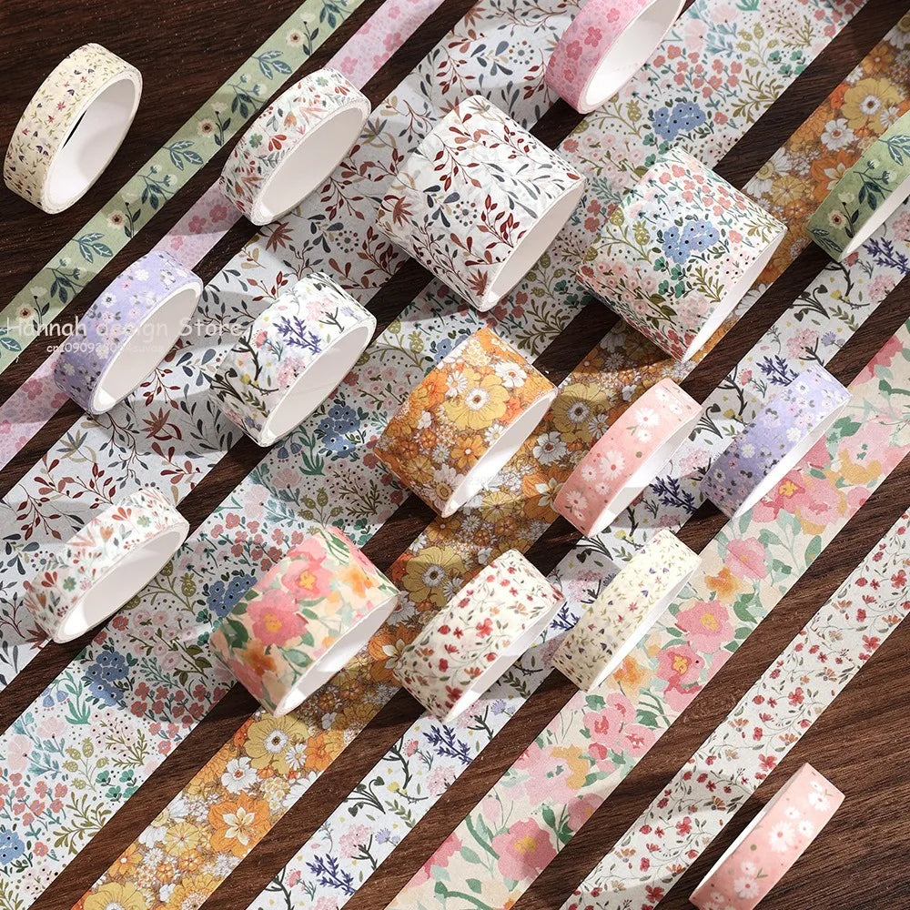 12 Rolls Flowers Washi Tapes Scrapbooking Supplies Washi Tape Retro Grid Diary Decoration Cinta Adhesiva Decorativa Washitape