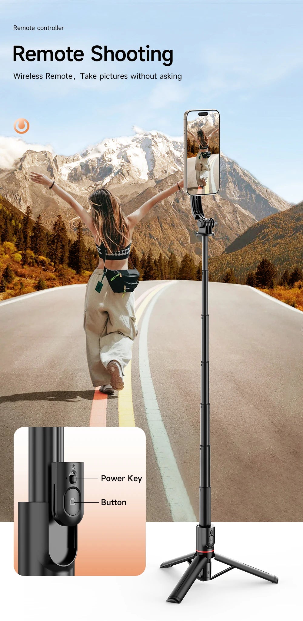 Chromacart KEELEAD Magnetic Selfie Stick with Bluetooth Remote Magsafe Cellphone Tripod Stand for iPhone 14 13 12 Pro Max Vertical Shooting™