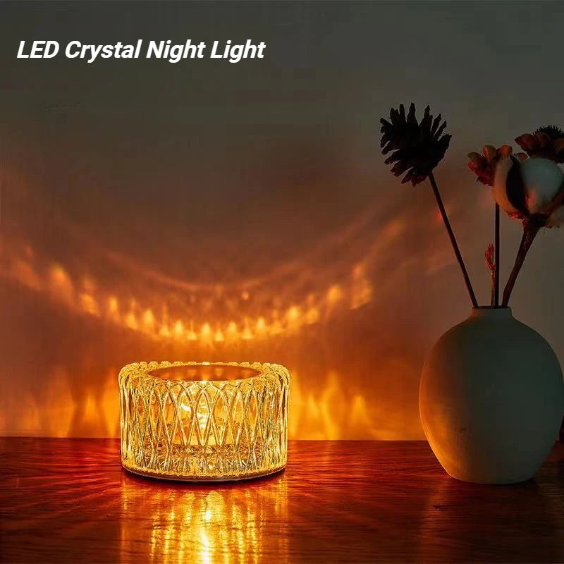 Creatively LED Crystal Table Lamp RGB USB Light Touch Projection For Home Bedroom Atmosphere Light Decoration LED Night Light