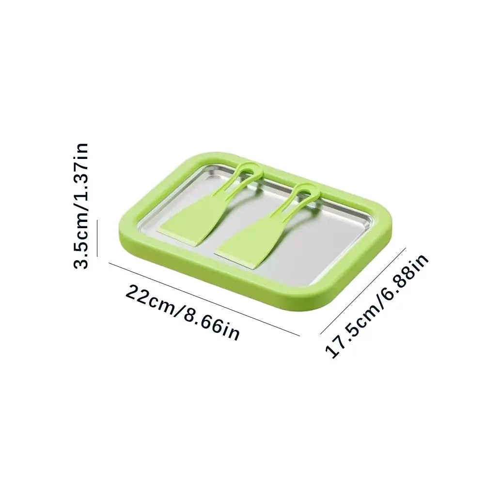 Ice Cream Maker Pan with 2 Scrapers Ice Cream Maker Plate Multifunctional Cold Sweet Fried Food Plate Rolled Ice Cream Maker