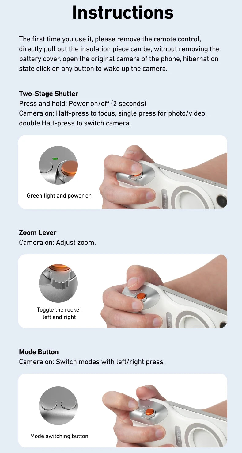 Chromacart Premium TELESIN Magnetic Phone Camera Shoot Hand Grip Phone Holder Shooting Aid Remote Control Handle for Iphone HUAWEI SAMSUNG Phone