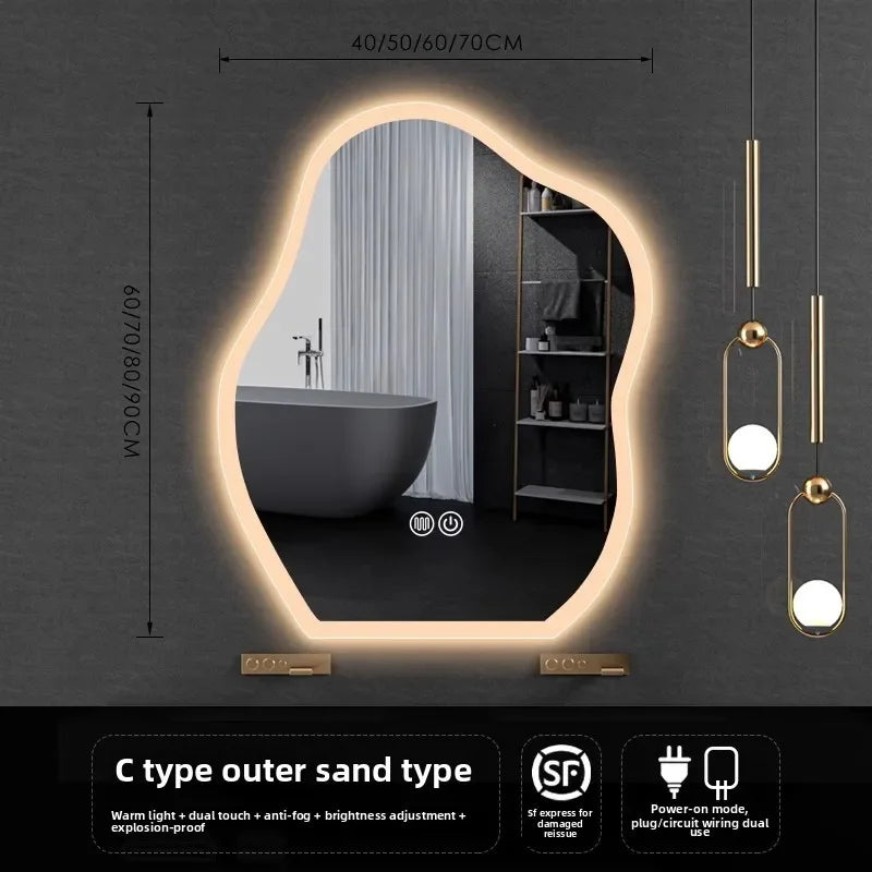 Lamp Dresser Makeup Mirror Makeup Dressing Mirror Smart Mirror  Vanity Shaped Cloud Bathroom Mirror Led Bathroom with