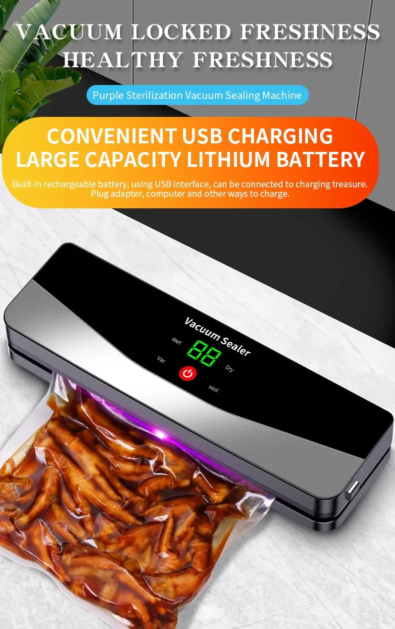 2025 Rechargeable Wireless Portability Vacuum Sealer With Sealing Countdown Display Multi-Pack Vacuum Touch Waterproof Buttons