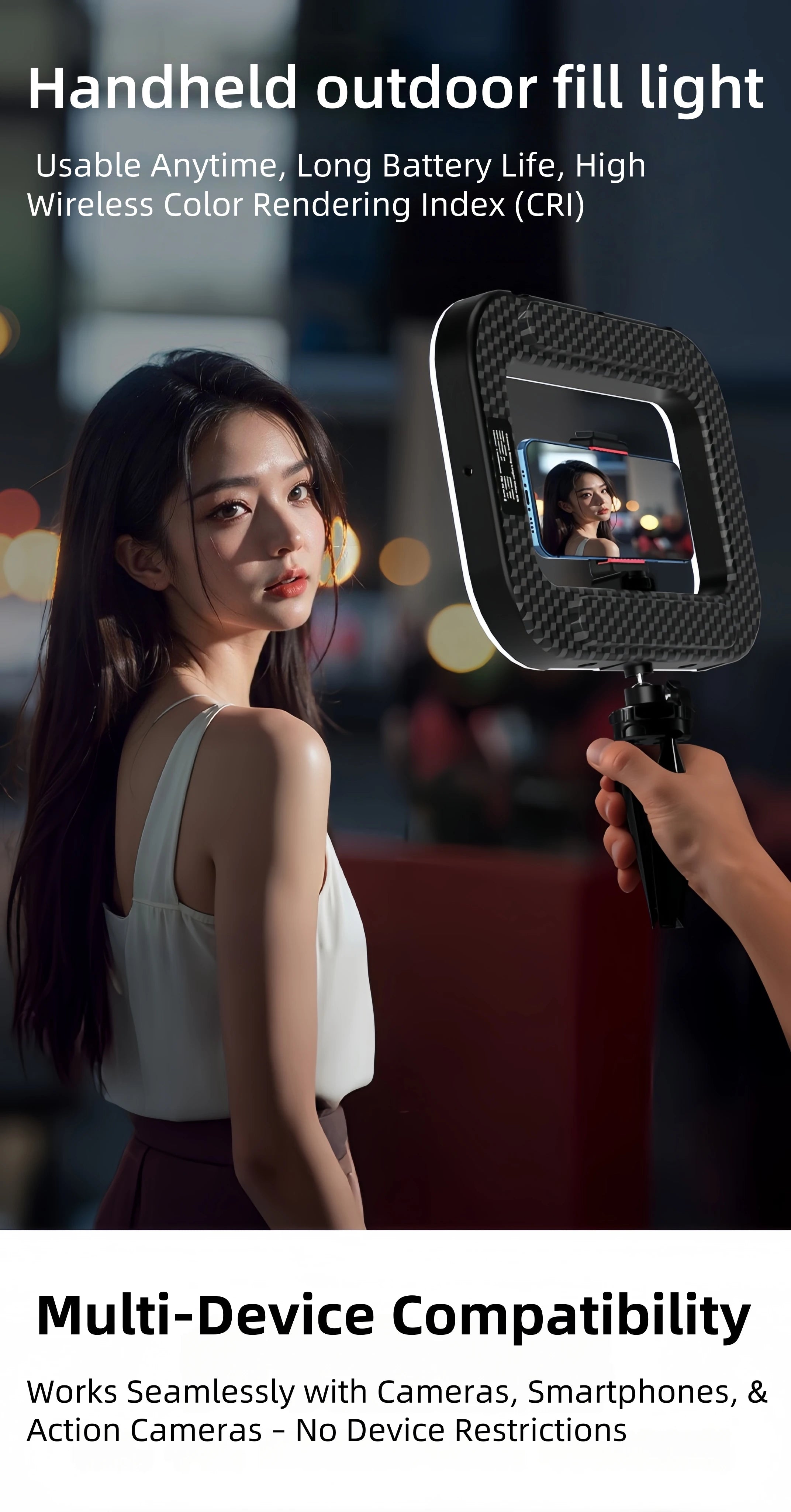 Chromacart Handheld LED Ring Light Rechargeable Portable Fill Light for Mobile Phone Live Broadcast Photography Desktop Rabbit Cage Selfie™