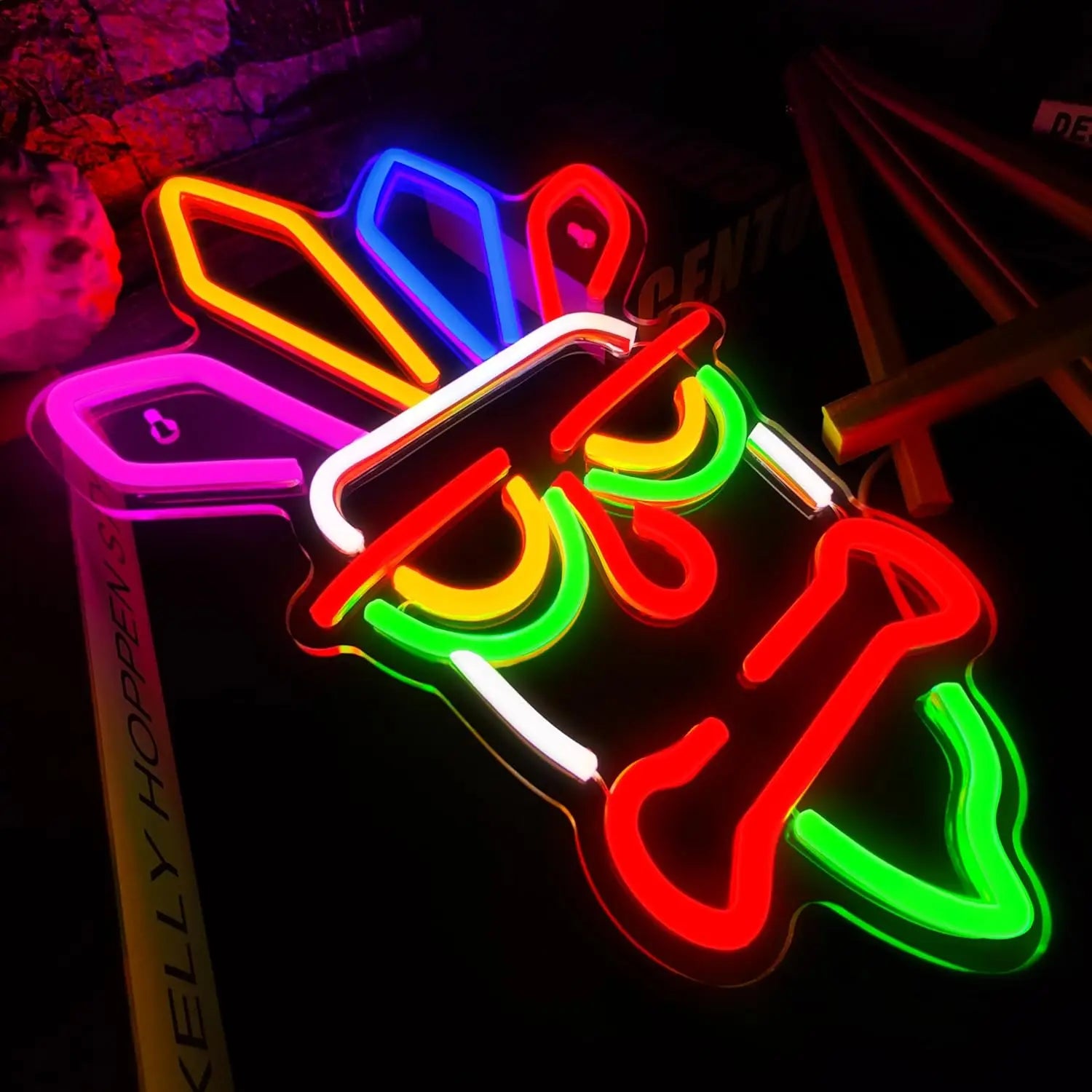 Mask Neon Signs LED Neon Light Sign Light Up Neon Signs Wall Decor for Game Room Bedroom Home Bar Man Cave Bar Decor