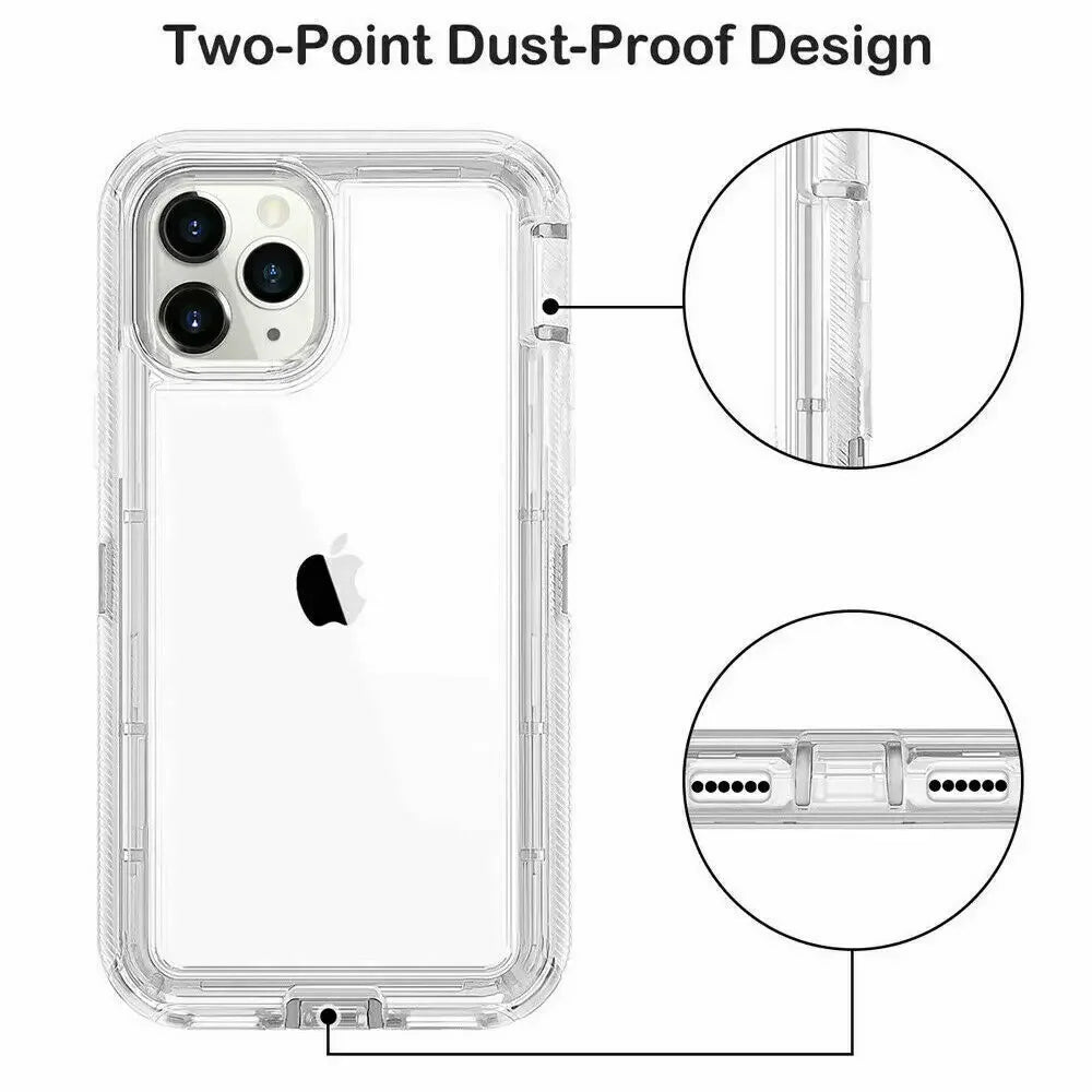 Chromacart 3IN1 Hybrid Heavy Duty Armor Full Body Transparent Case for IPhone 17 16 15 14 13 12 11 Pro Max Ott Case Box Shockproof Cover™