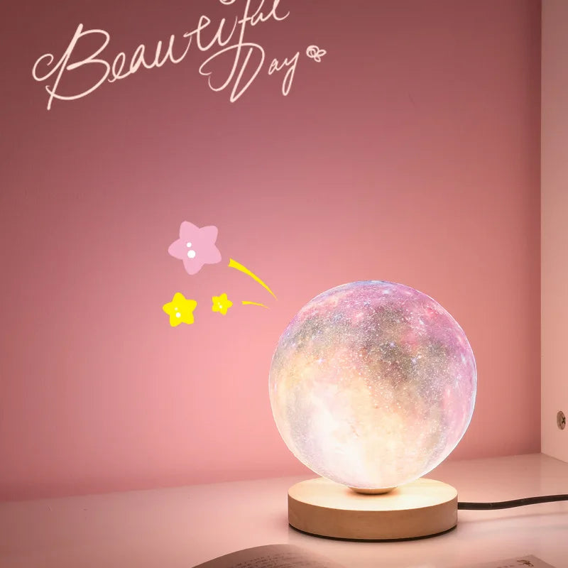 3D Moon Lamp Bedroom Bedside Table Lamp USB Plug Night Lights Lamps for Living Room Stand Light Decor Home
