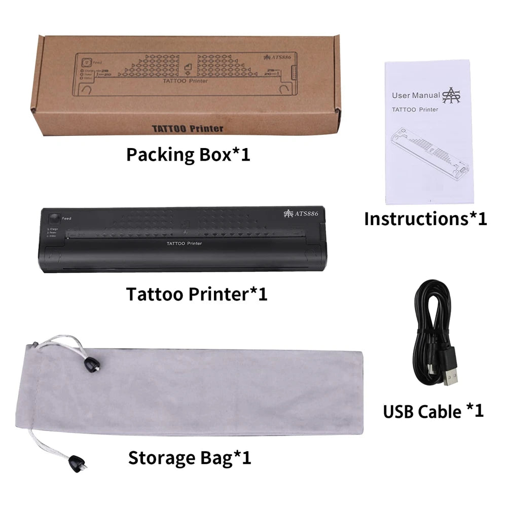 Yilong Portable Thermal Tattoo Transfer Printer Machine Bluetooth Smart Network Stencil Maker Line Drawing Photo Printing Copier