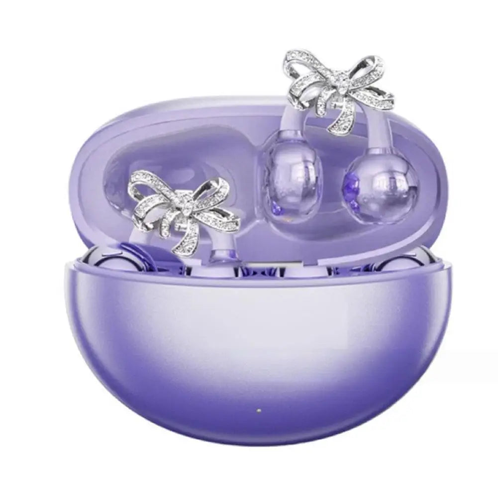 Bow Shaped Diamond Buckle Earrings Star Ring Open Ear Clip Ai Intelligent Long Range Waterproof Wireless Bluetooth Earphones