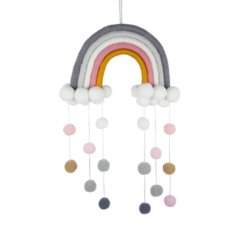 Macrame Rainbow Wall Hanging Decoration Handmade Boho Home Decor Party Supplies Baby Shower Dorm Kid Room Bead Tassels Ornaments