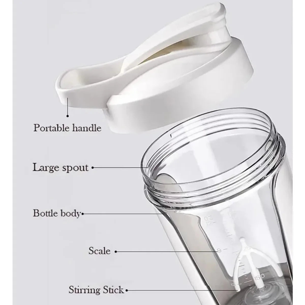 Electric Protein Shaker Cup, Tritan - BPA Free, USB Rechargeable Protein Shake Blender, Portable Blender, Automatic Blender