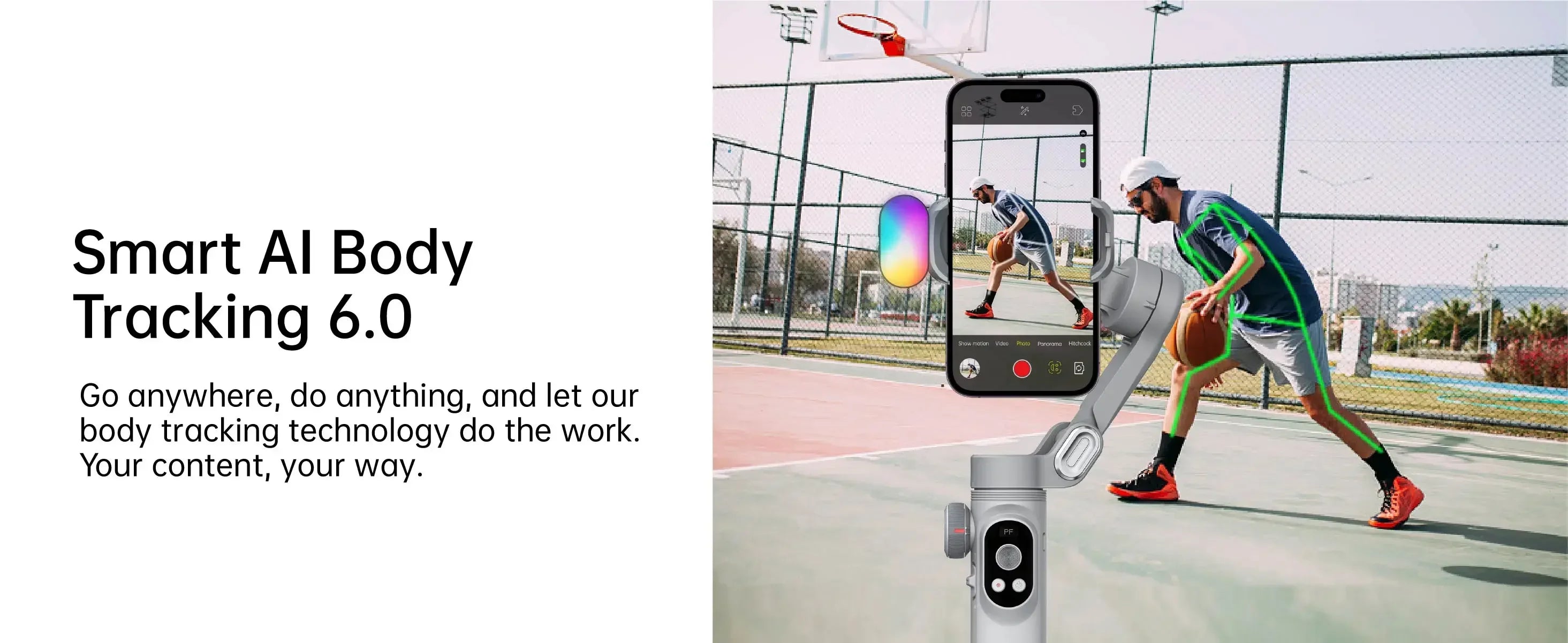 Chromacart Premium AOCHUAN Smart XPro 3 Axis Smartphone Gimbal Stabilizer For iphone And android Phone Stable shooting with RGB video fill light