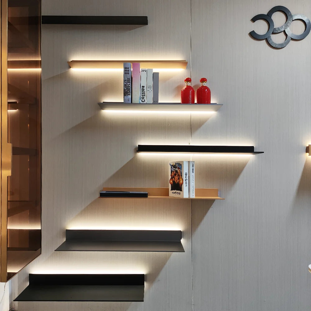 Solid Aluminum Alloy Shelves Industrial Wall-Mounted Set Of 3 Wall Shelves Metal Wall Decor Floating Shelves