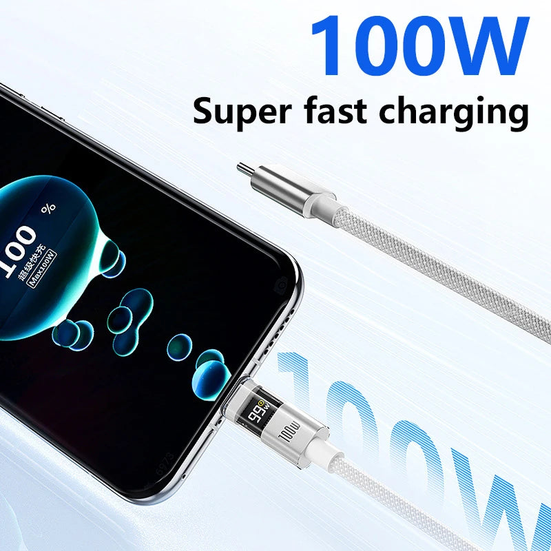 Chromacart Xiaomi 100W Fast-Charging USB-C Data Cable with LED Power Display™