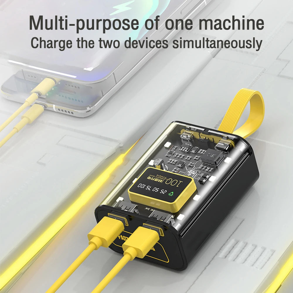 Chromacart Premium Transparent mobile power bank with 3 18650 battery packs, no welding power bank kit, DIY mobile power bank with night light