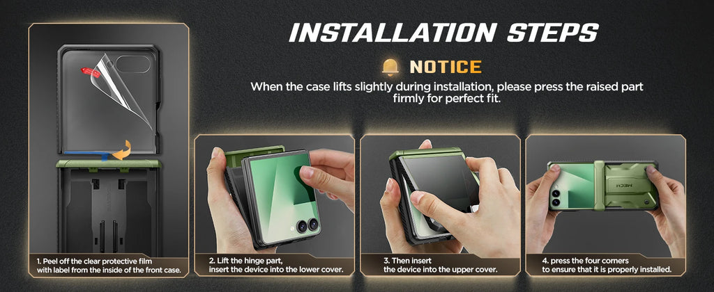 Chromacart For Galaxy Z Flip 7 Case with Kickstand & 360° Rotatable Belt-Clip Built-in Privacy Screen Protector Hinge Protection Phone Case™