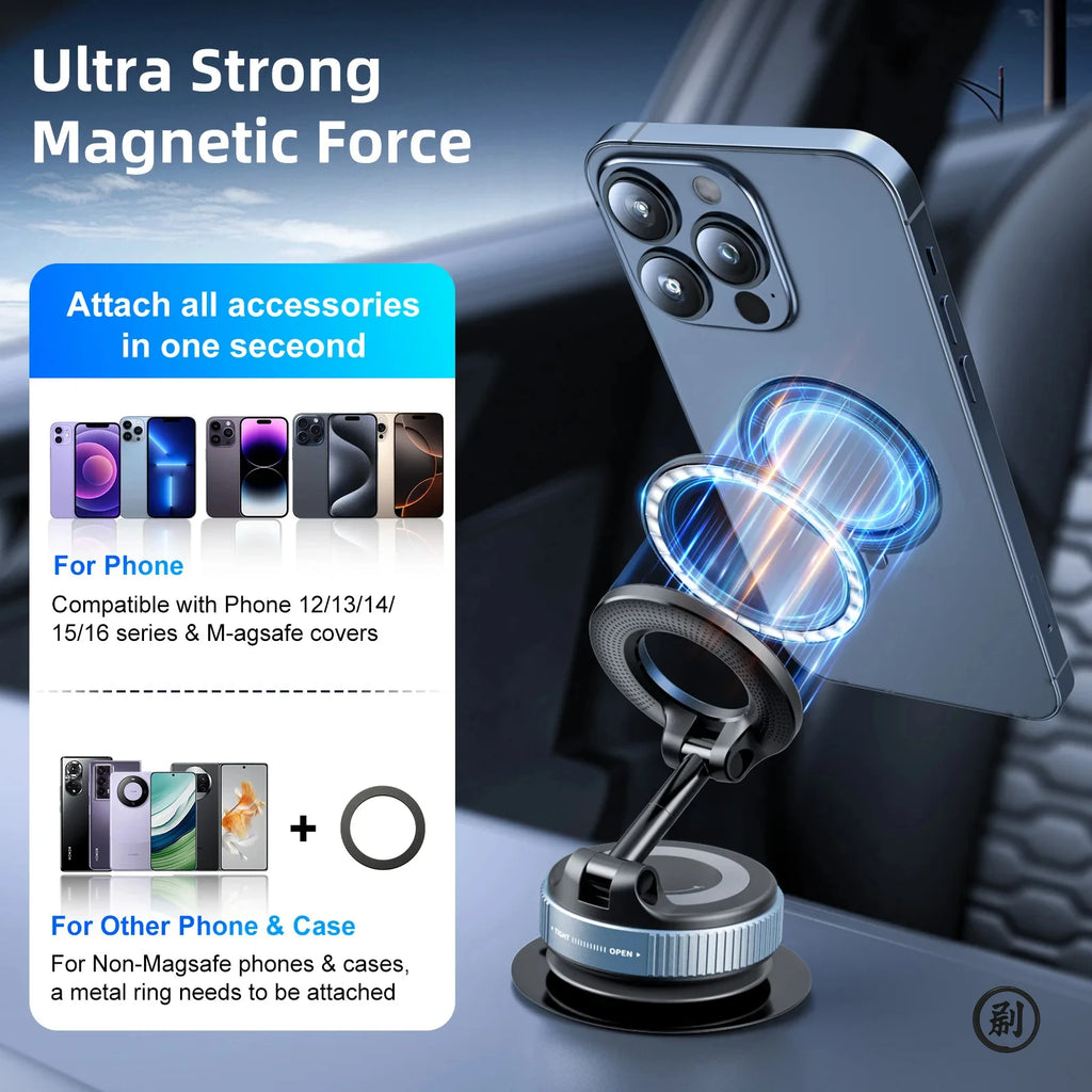 Chromacart Car Phone Magnetic Stand Mechanical Vacuum Suction Cup Rotate 360° Magnetic Adsorption Bracket Navigation Universal Holder™