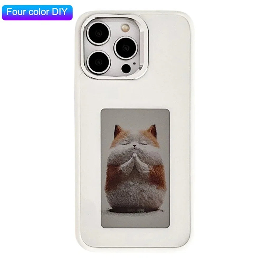 Chromacart Premium NFC Display Screen APP Smart Phone Case For iphone 16 15 14 13 Pro Max DIY Phone Covers With Protector Back Fundas Battery Free