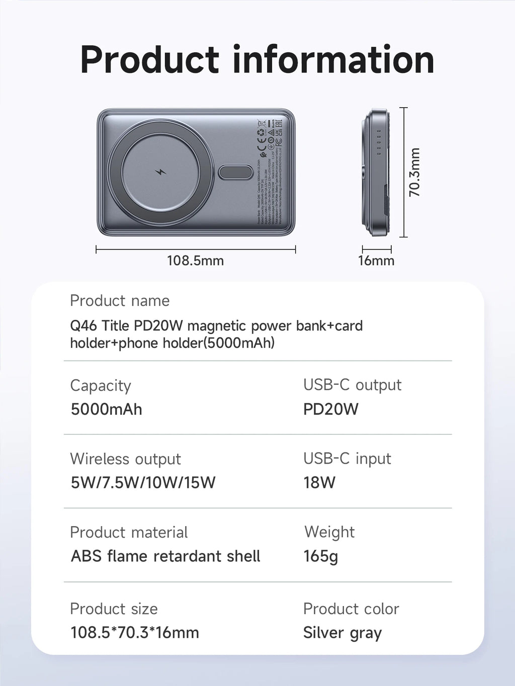 Chromacart MagSnap 20W Magnetic Power Bank (5000mAh) with Kickstand