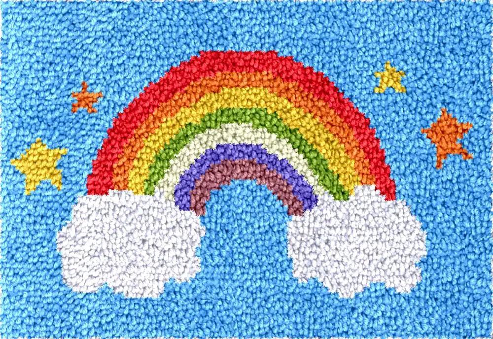 Cloud Rainbow DIY Latch Hook Rugs Kits for Adults Beginners Kids Children with Pattern Printed Canvas tapestry carpet making