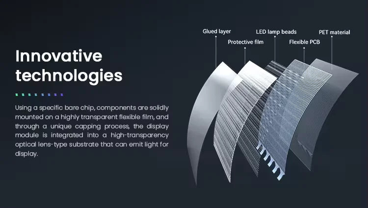 LED flexible transparent display screen P5 P6 P8 P10 size 1000 * 240mm 3840HZ refresh RGB indoor movable handheld display screen