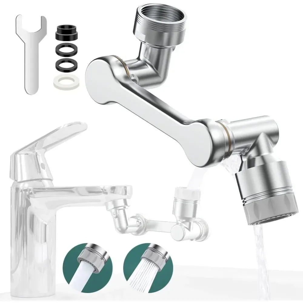 1080° Rotating 2-mode Faucet Nozzle Faucet Stainless Steel Arm Extension Faucet for 22/24MM Threaded Faucets