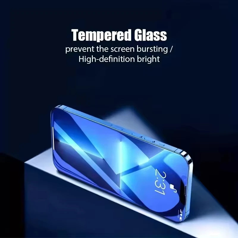 1-5PCS 8K Easy Install Screen Protector For iPhone 17 Pro Max 16 13 11 15 14 Air 16e 12 Mini XR X Xs 7 8 Plus Tempered Glass