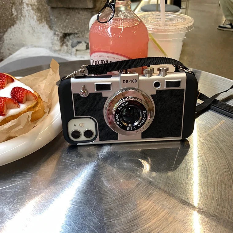 Chromacart Emily In Paris 3D Retro Camera Leather Case for IPhone XS XR X 7 8 Plus 11 13 14 15 16 Pro Max 12 Mini Cover sling 17 Air case™