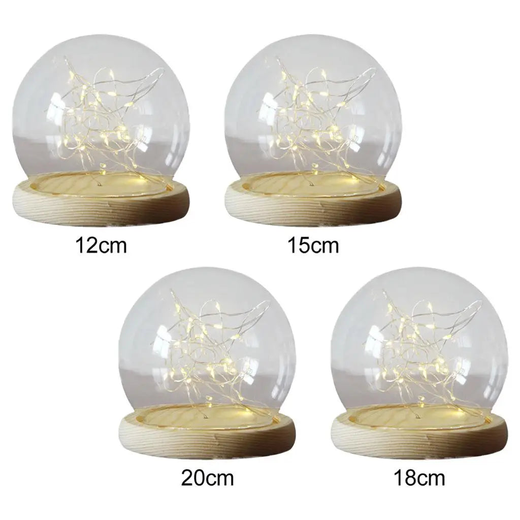 Glass Dome Cloche Bell Clear with Wood Base Display Case Mini for Plants
