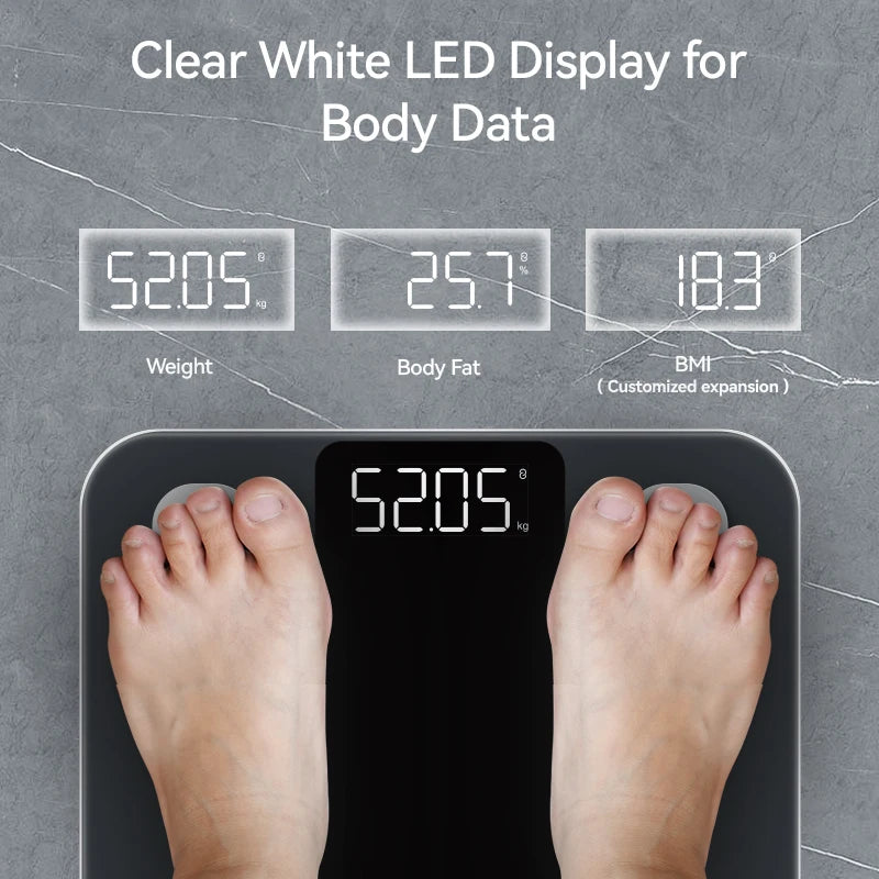 Body Fat Scale Weight Bathroom Smart Digital Bluetooth Scale with Smartphone App, Body Composition Monitor for Body Fat, BMI, Bo