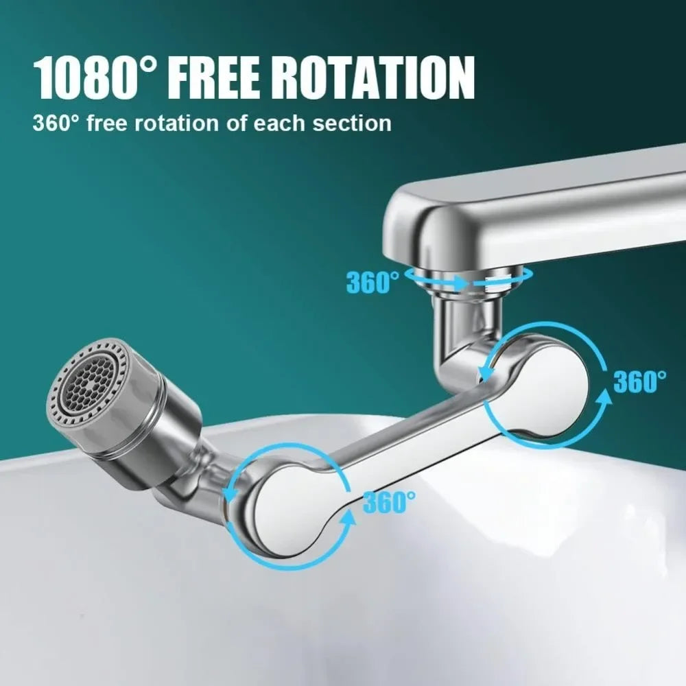 1080° Rotating 2-mode Faucet Nozzle Faucet Stainless Steel Arm Extension Faucet for 22/24MM Threaded Faucets