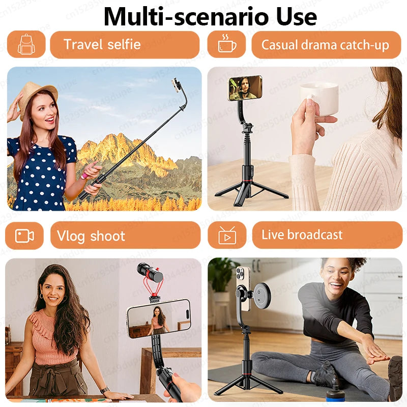 Chromacart KEELEAD Magnetic Selfie Stick with Bluetooth Remote Magsafe Cellphone Tripod Stand for iPhone 14 13 12 Pro Max Vertical Shooting™