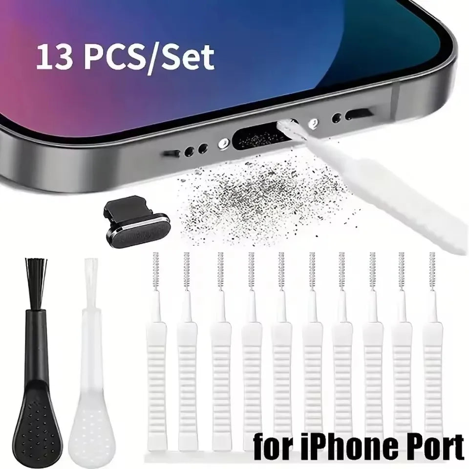 Chromacart Mobile Phone Speaker Charging Port Cleaning Set Dust Plug for iPhone 16 15 14 Earphones Clean Kit Brush for Samsung Xiaomi™