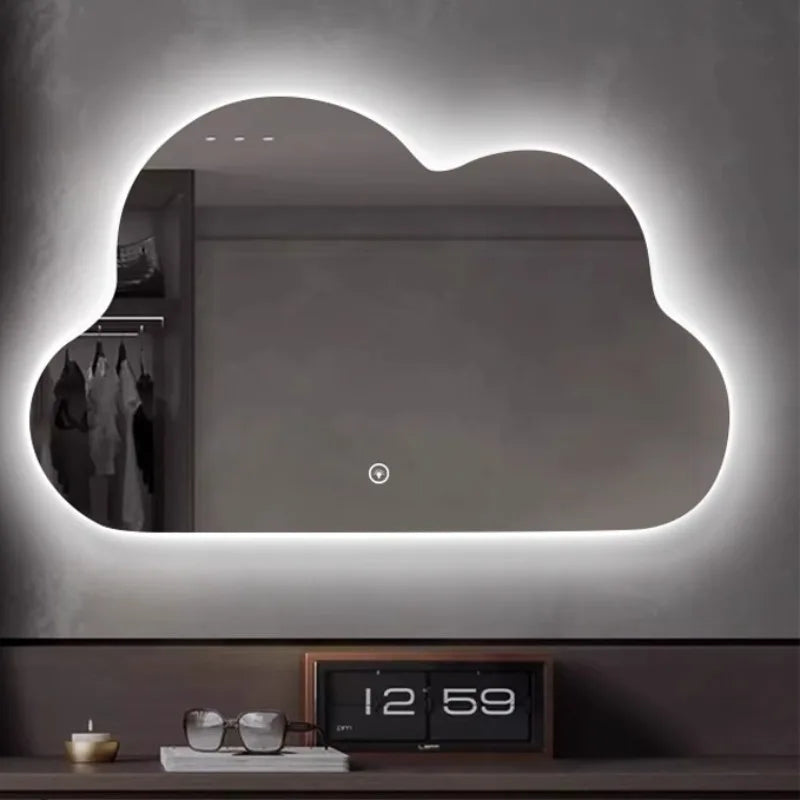 Wall Mount Decorative Mirrors Cloud Glass Mirrors for Makeup Dressing Table Mirror with Led Lighting Bathrooms Decorations