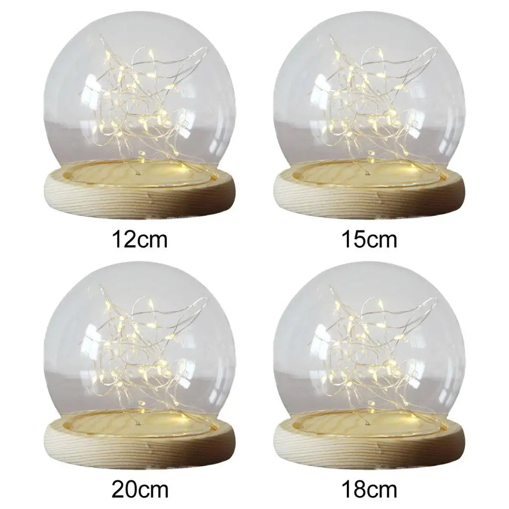 Glass Dome Cloche Bell Clear with Wood Base Display Case Mini for Plants