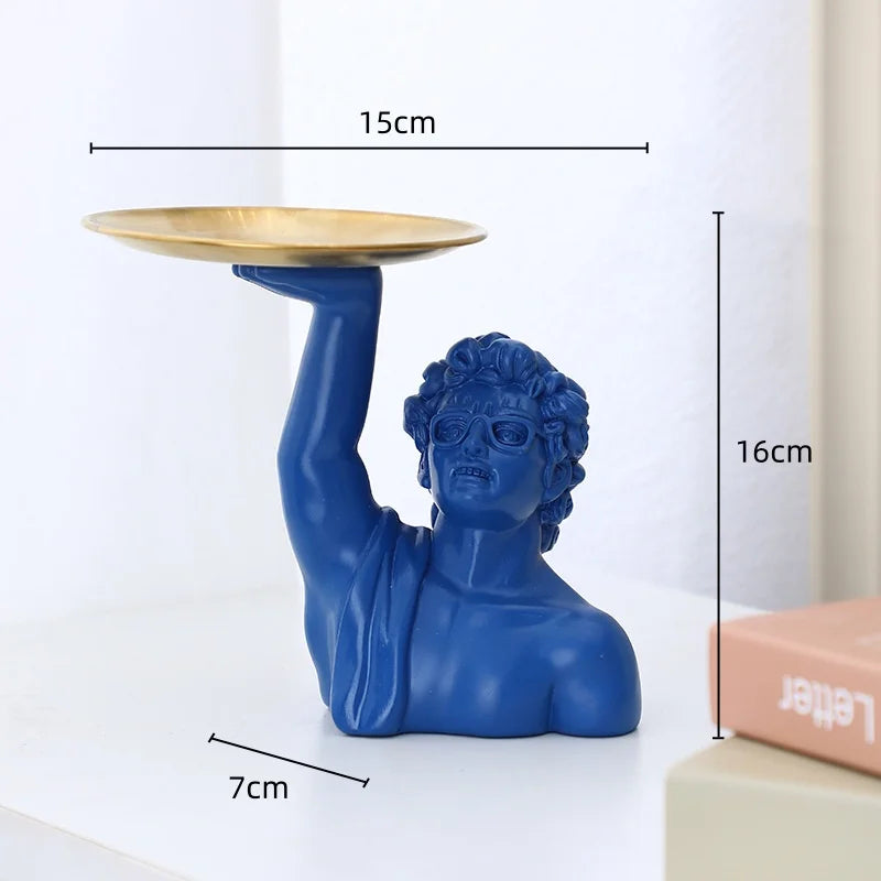 Resin Crafts Statue of David Tabletop Storage Tray Abstract Interesting Portrait Ornaments Decorative Figurines Home Decoration