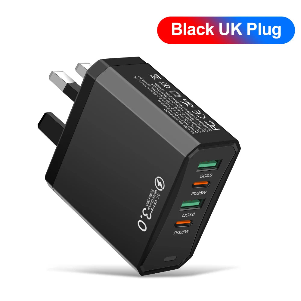 Chromacart Total 100W 4 in 1 2 USB 2 Type C Quick Charging Fast Wall Charger For iPhone Samsung Xiaomi Huawei Oppo Mobile Phone Adapter™