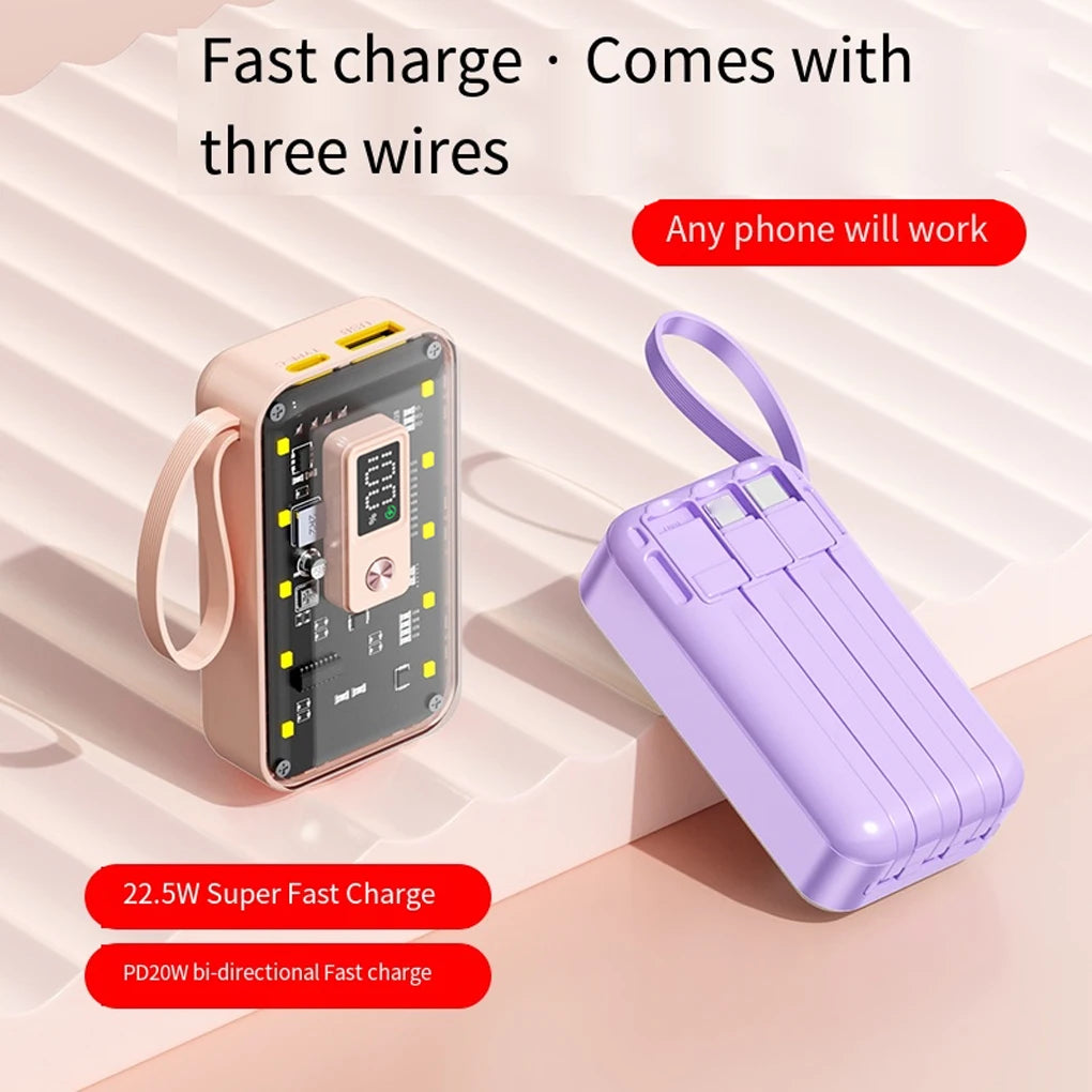 Chromacart Premium Transparent Mini Power Bank Kit Portable Fast Charging For21700 DIY Kit And Has Future Shape Is violet Battery not Included
